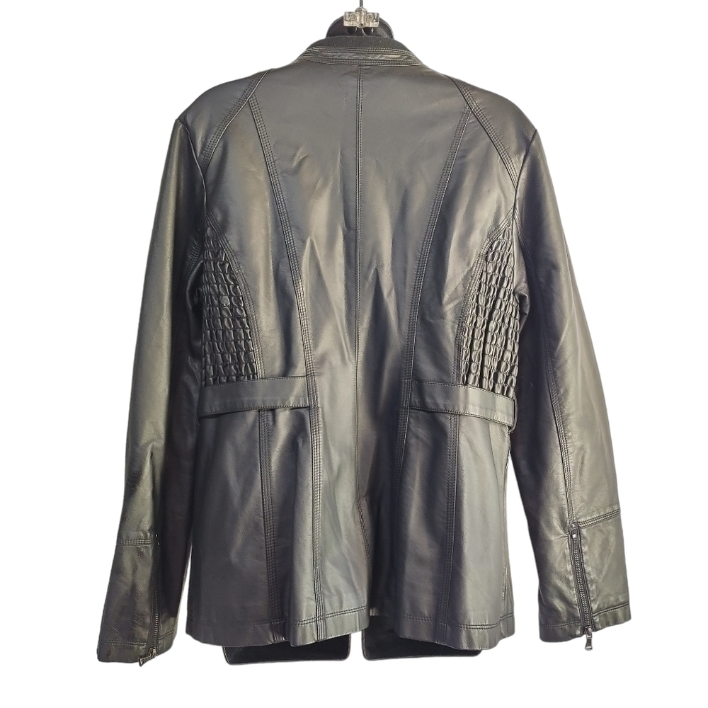 Susan Graver Women's Black Faux Leather Jacket Size M - Picture 2 of 12